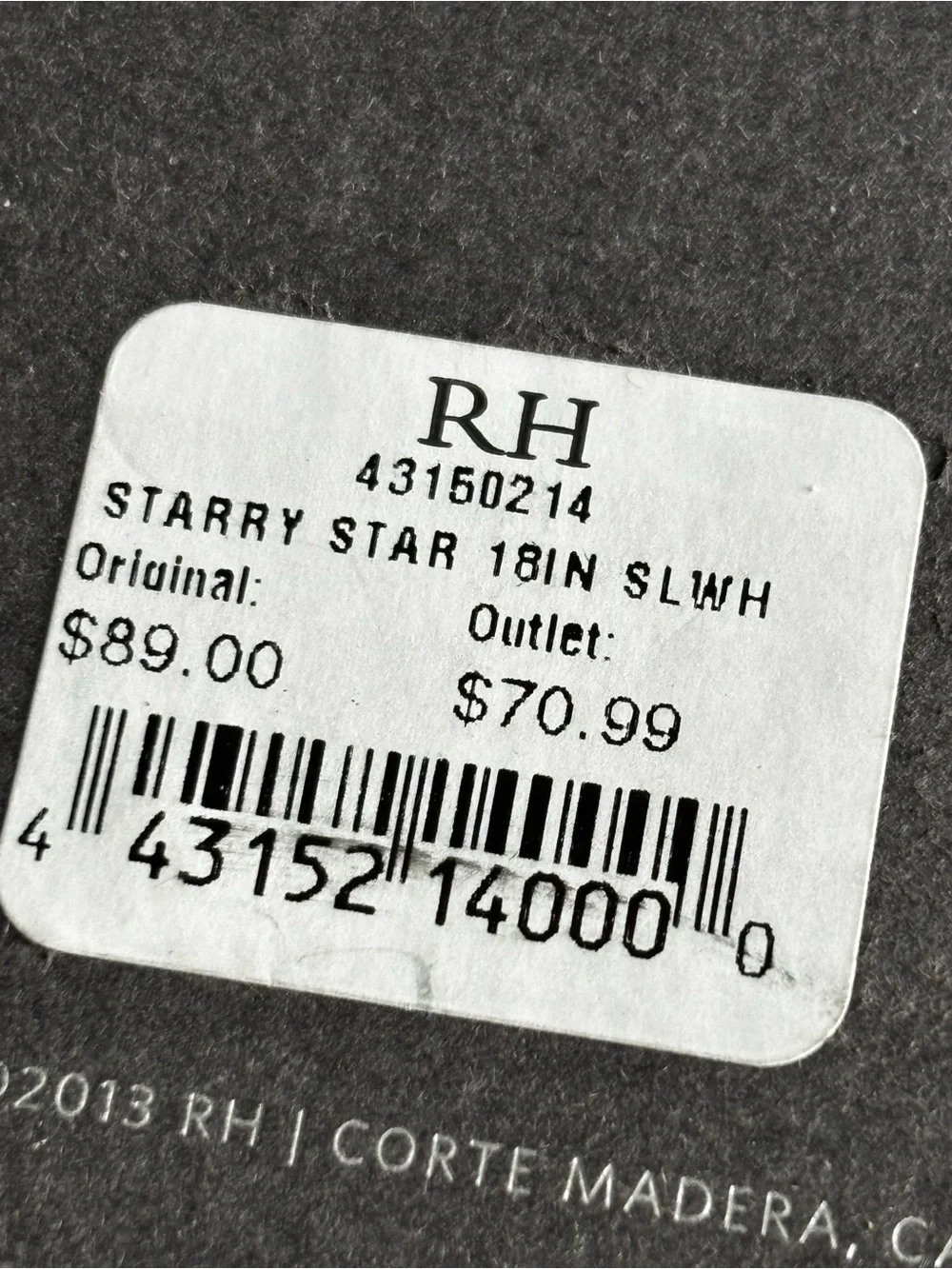 NIB Restoration Hardware Starry Star 18”